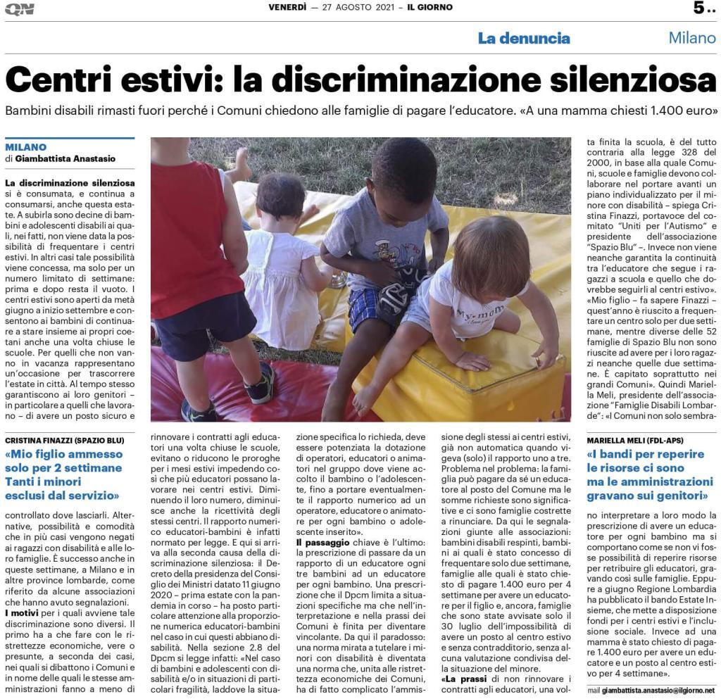 Centri estivi: la discriminazione silenziosa